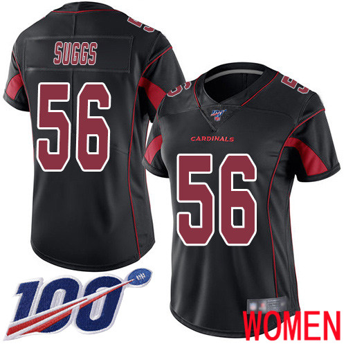 Arizona Cardinals Limited Black Women Terrell Suggs Jersey NFL Football #56 100th Season Rush Vapor Untouchable